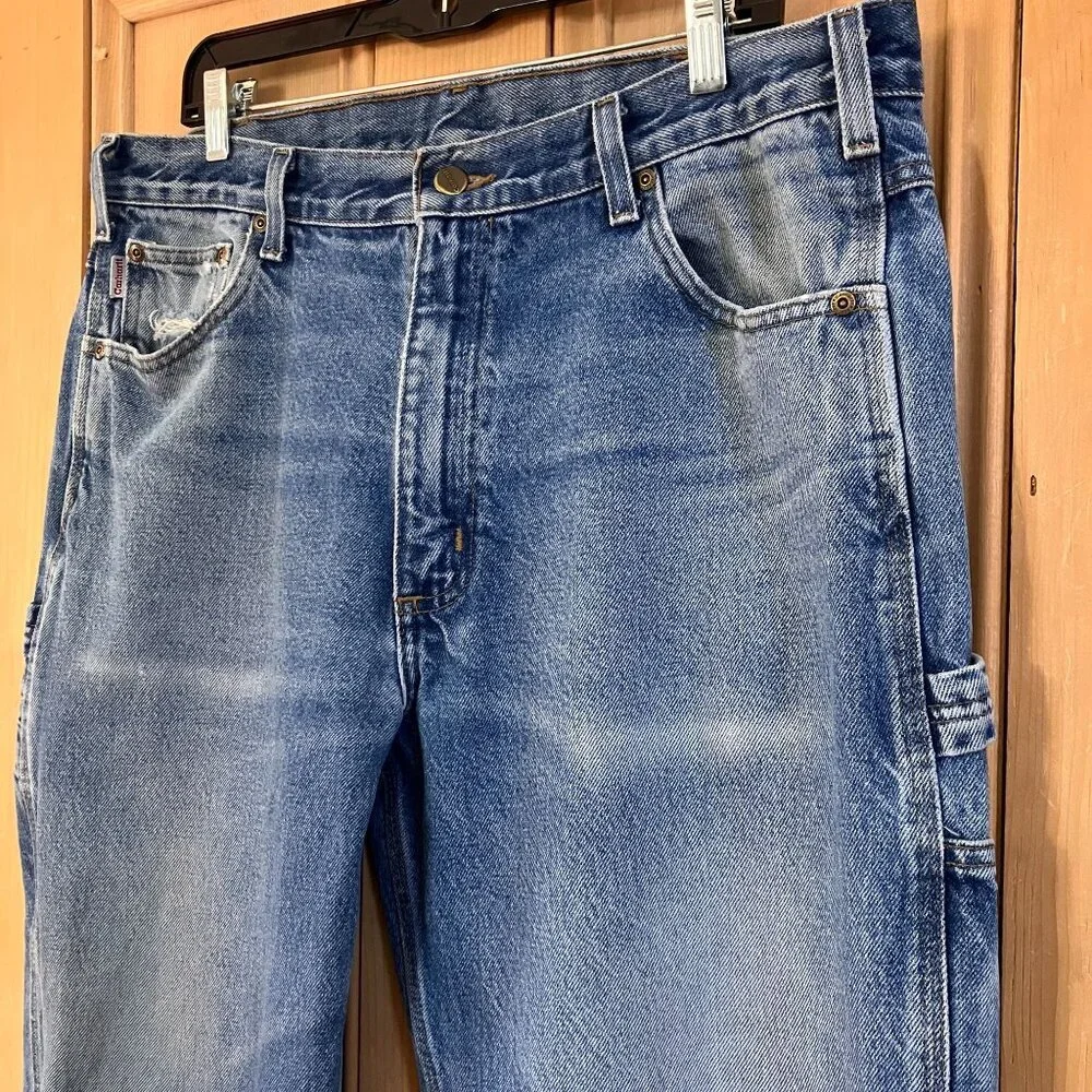Carhartt Mens Carpenter Distressed Relaxed Fit Work Jeans Size 36x31 Blue AN EXC - Picture 4 of 12